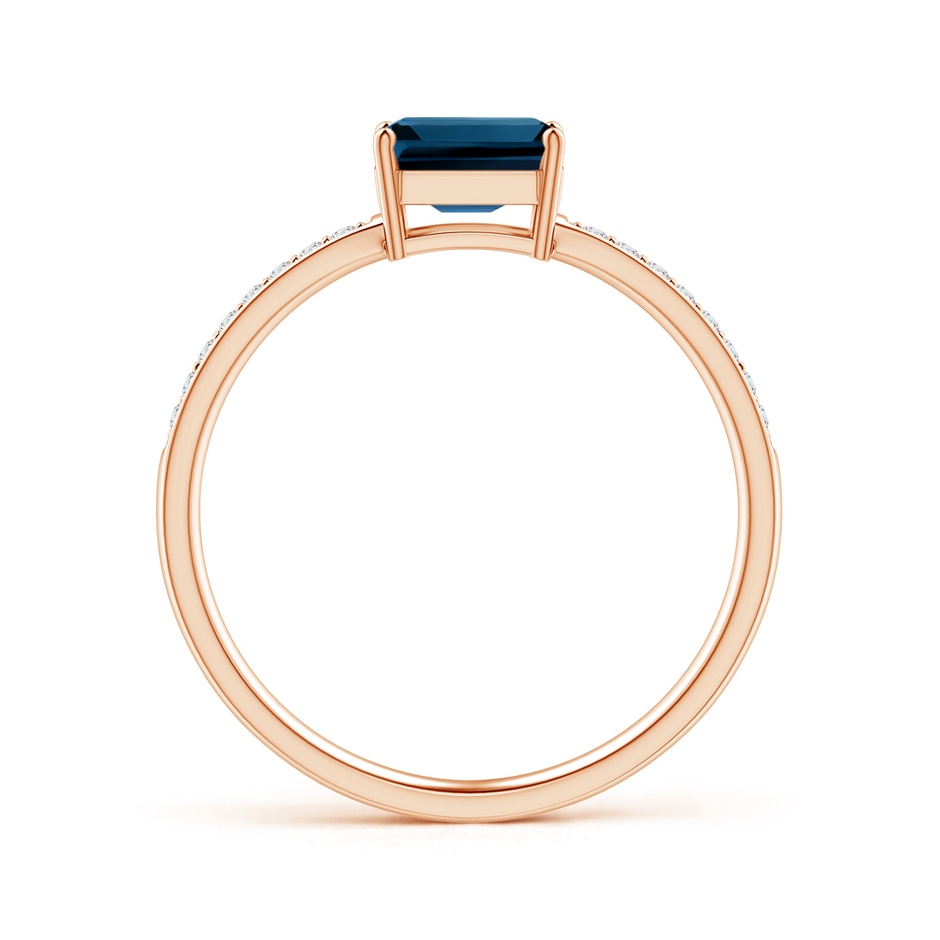 6x4mm AAAA East-West Emerald-Cut London Blue Topaz Solitaire Ring in Rose Gold product image