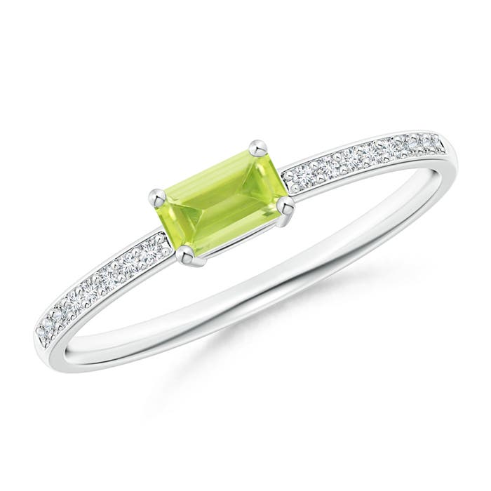 A - Peridot / 0.4 CT / 14 KT White Gold