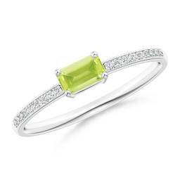 Side Stones White Gold Peridot Rings