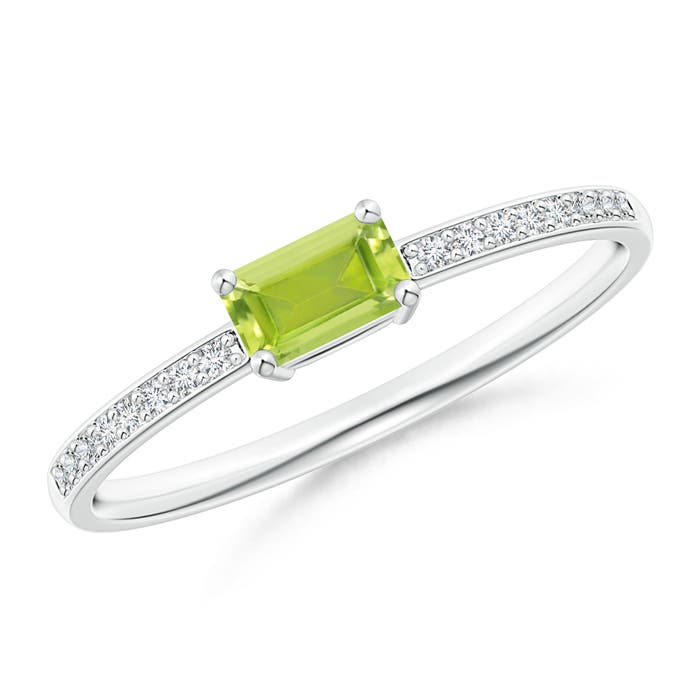 AA - Peridot / 0.4 CT / 14 KT White Gold