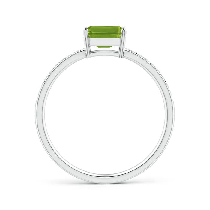 6x4mm AAAA East-West Emerald-Cut Peridot Solitaire Ring in P950 Platinum