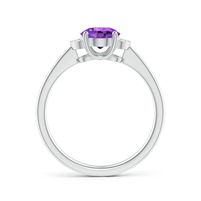 8x6mm AAA Solitaire Oval Amethyst and Diamond Collar Ring in White Gold product image