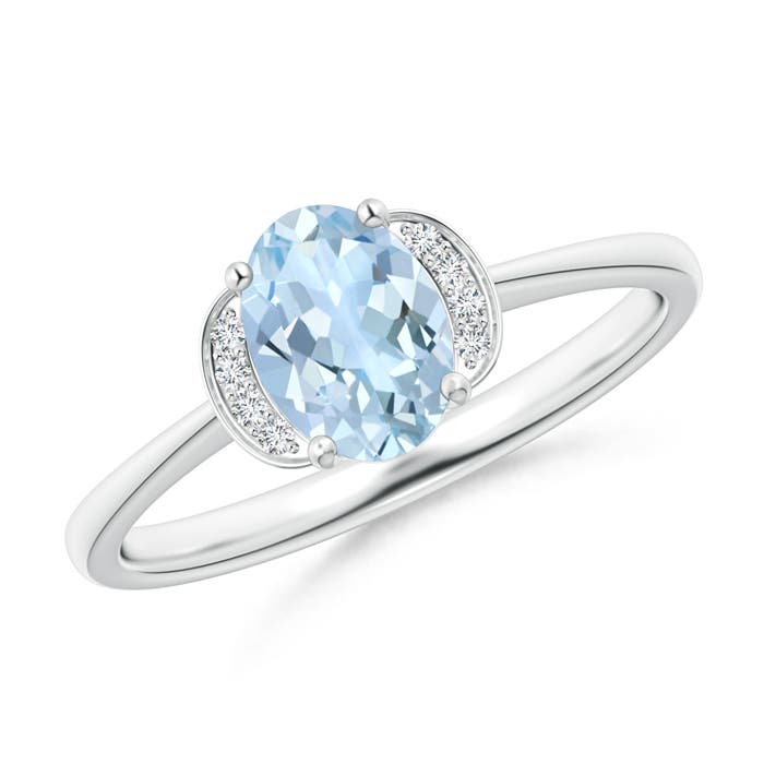 AA - Aquamarine / 0.64 CT / 14 KT White Gold