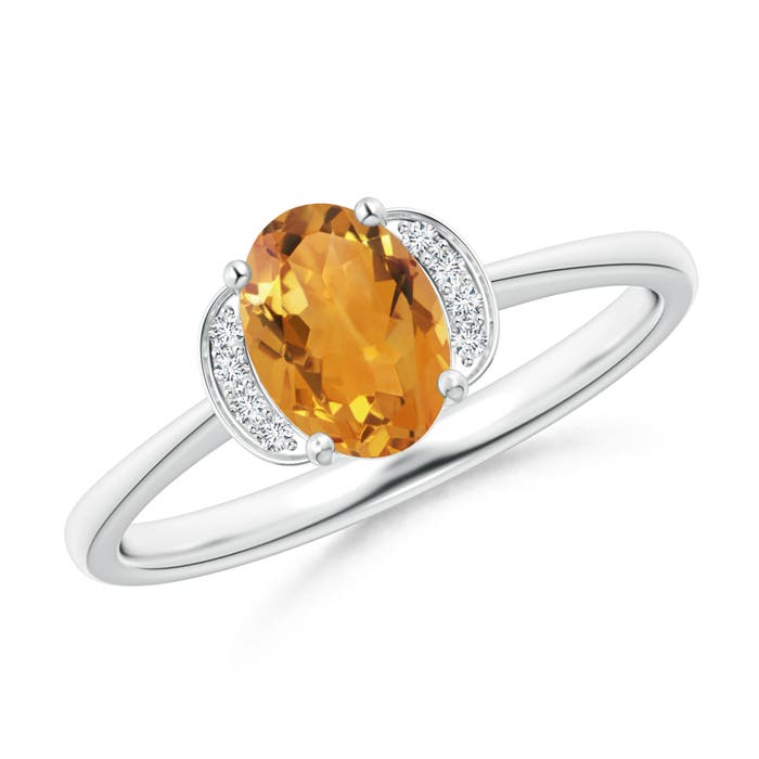 AA - Citrine / 0.79 CT / 14 KT White Gold