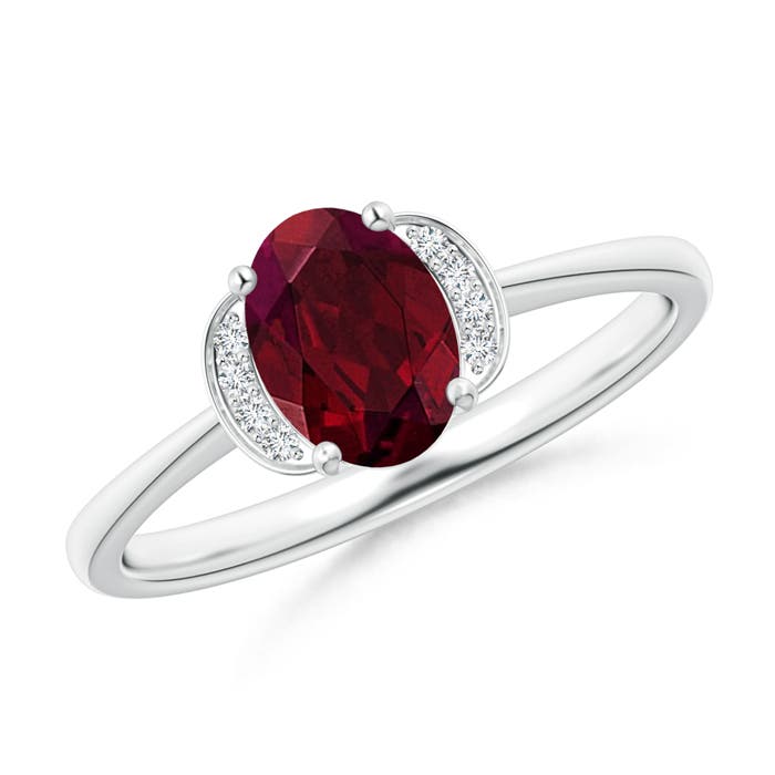 AA - Garnet / 0.94 CT / 14 KT White Gold