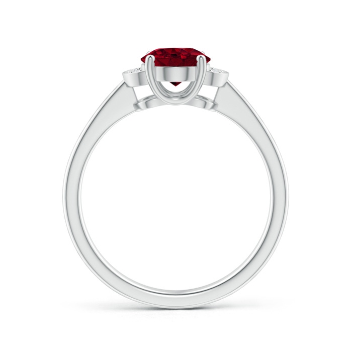 8x6mm AAA Solitaire Oval Garnet and Diamond Collar Ring in White Gold product image