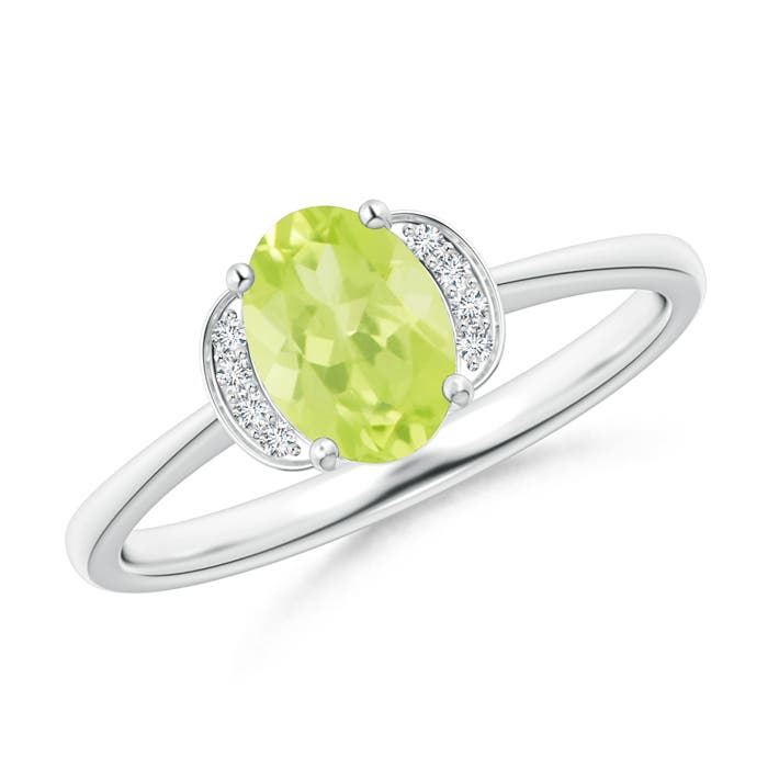 A - Peridot / 0.89 CT / 14 KT White Gold