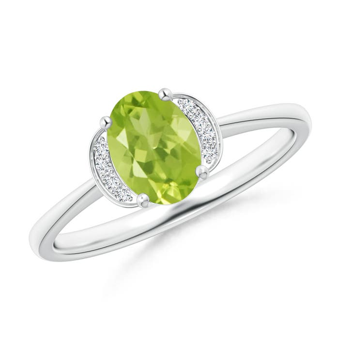 AA - Peridot / 0.89 CT / 14 KT White Gold