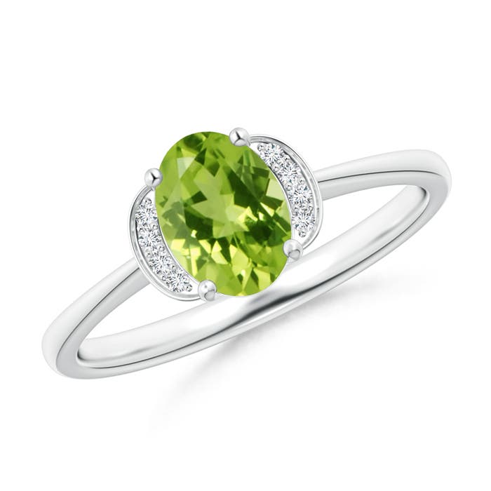 AAA - Peridot / 0.89 CT / 14 KT White Gold