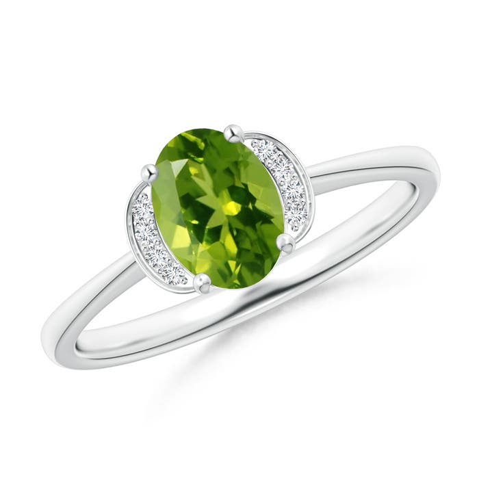 AAAA - Peridot / 0.89 CT / 14 KT White Gold