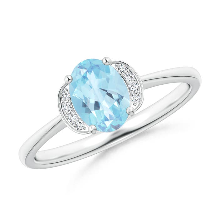 A - Swiss Blue Topaz / 0.99 CT / 14 KT White Gold