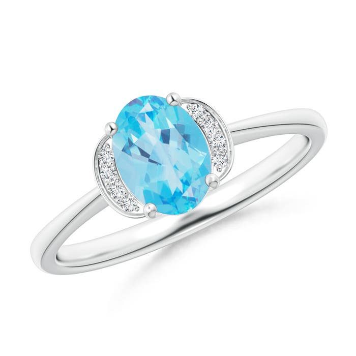 AA - Swiss Blue Topaz / 0.99 CT / 14 KT White Gold