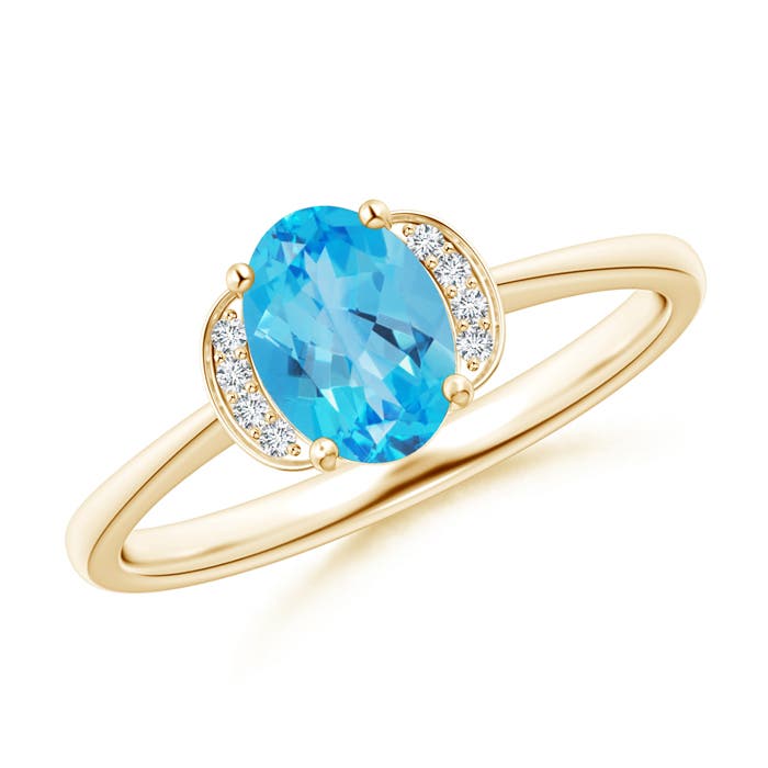 AAA - Swiss Blue Topaz / 0.99 CT / 14 KT Yellow Gold