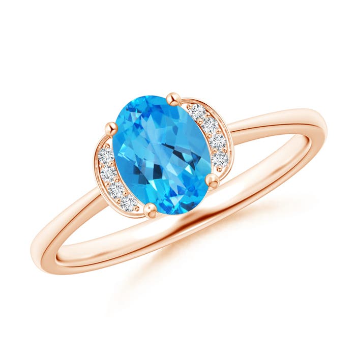 AAAA - Swiss Blue Topaz / 0.99 CT / 14 KT Rose Gold