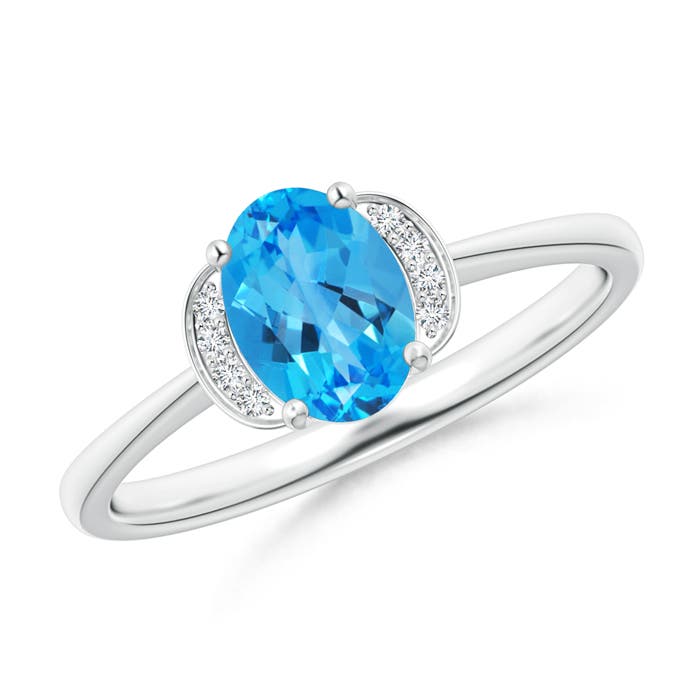 AAAA - Swiss Blue Topaz / 0.99 CT / 14 KT White Gold