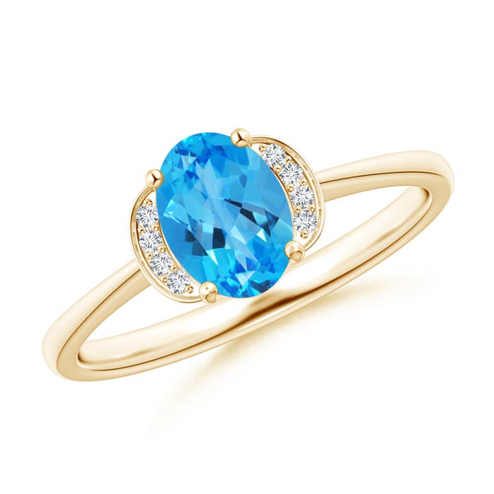 AAAA - Swiss Blue Topaz / 0.99 CT / 14 KT Yellow Gold