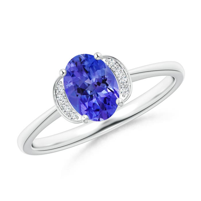 AAA - Tanzanite / 0.84 CT / 14 KT White Gold