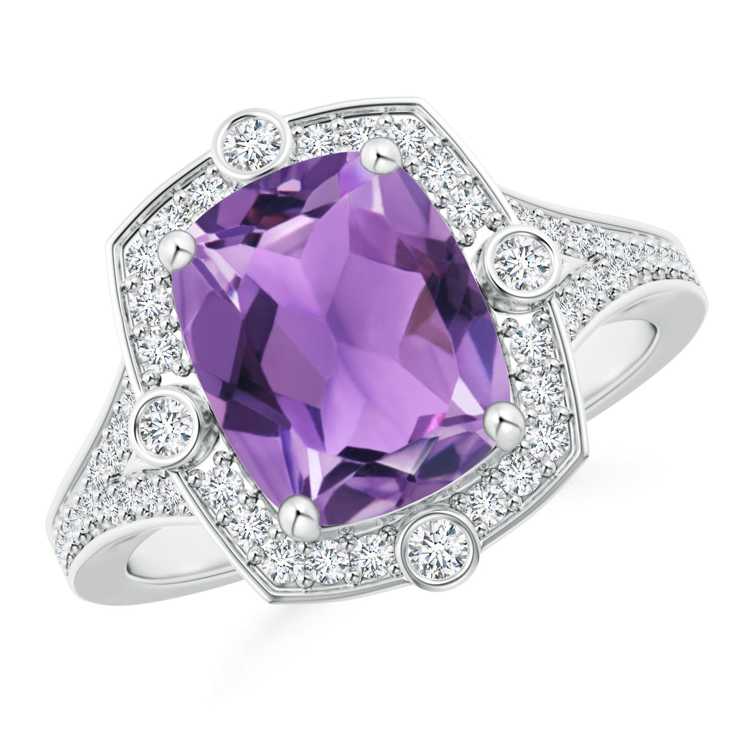 AA - Amethyst / 3 CT / 14 KT White Gold