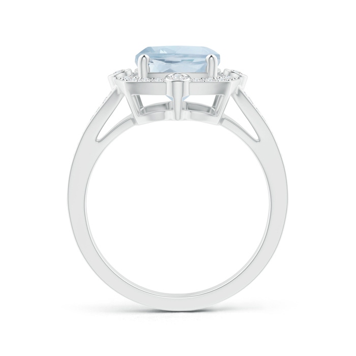10x8mm A Art Deco Inspired Cushion Aquamarine Ring with Diamond Halo in P950 Platinum product image