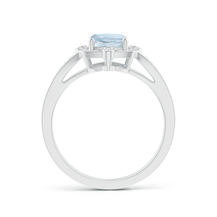 8x6mm A Art Deco Inspired Cushion Aquamarine Ring with Diamond Halo in P950 Platinum product image