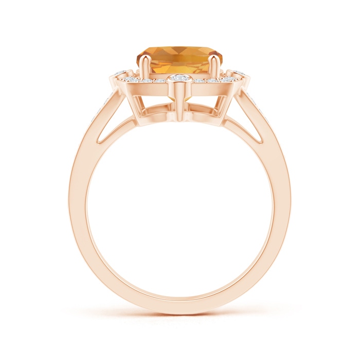 10x8mm A Art Deco Inspired Cushion Citrine Ring with Diamond Halo in Rose Gold product image