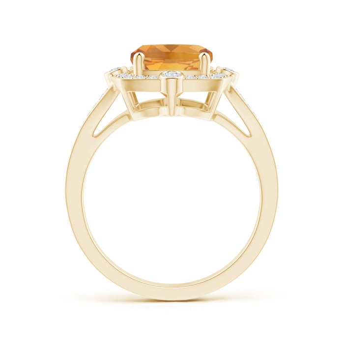 10x8mm A Art Deco Inspired Cushion Citrine Ring with Diamond Halo in Yellow Gold product image