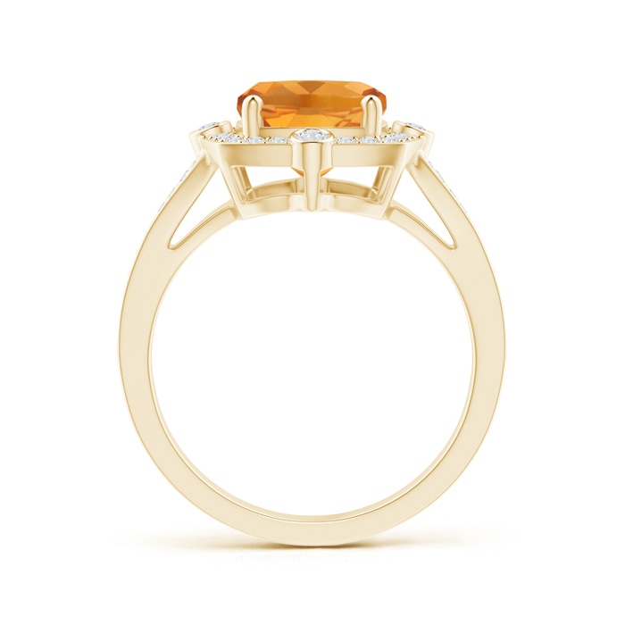 10x8mm AA Art Deco Inspired Cushion Citrine Ring with Diamond Halo in Yellow Gold product image