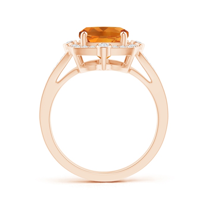 10x8mm AAA Art Deco Inspired Cushion Citrine Ring with Diamond Halo in Rose Gold product image