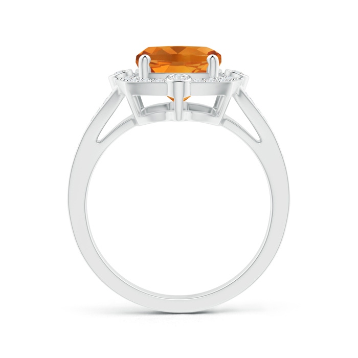 10x8mm AAA Art Deco Inspired Cushion Citrine Ring with Diamond Halo in White Gold product image