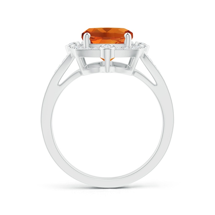 10x8mm AAAA Art Deco Inspired Cushion Citrine Ring with Diamond Halo in P950 Platinum product image