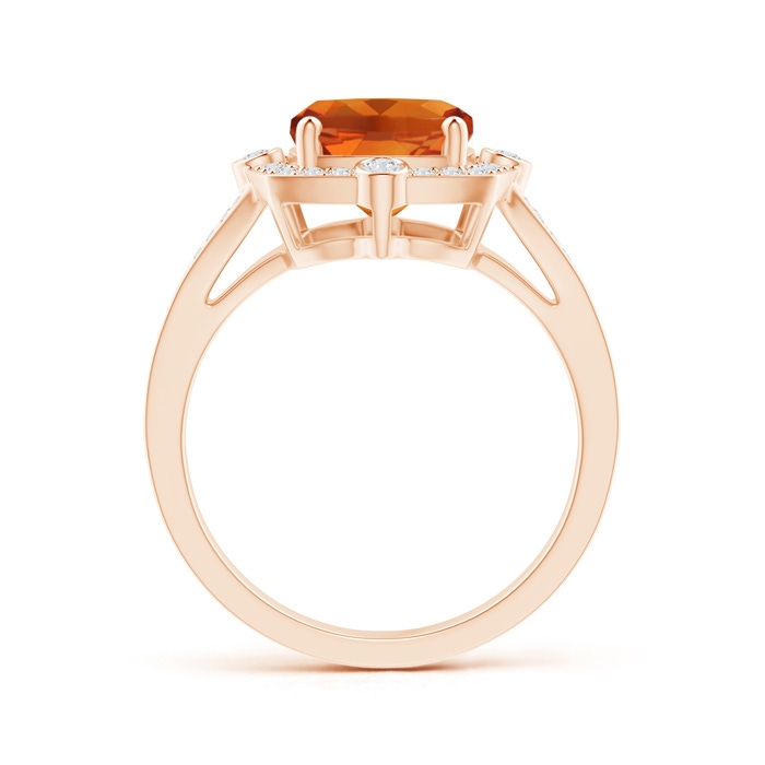 10x8mm AAAA Art Deco Inspired Cushion Citrine Ring with Diamond Halo in Rose Gold product image
