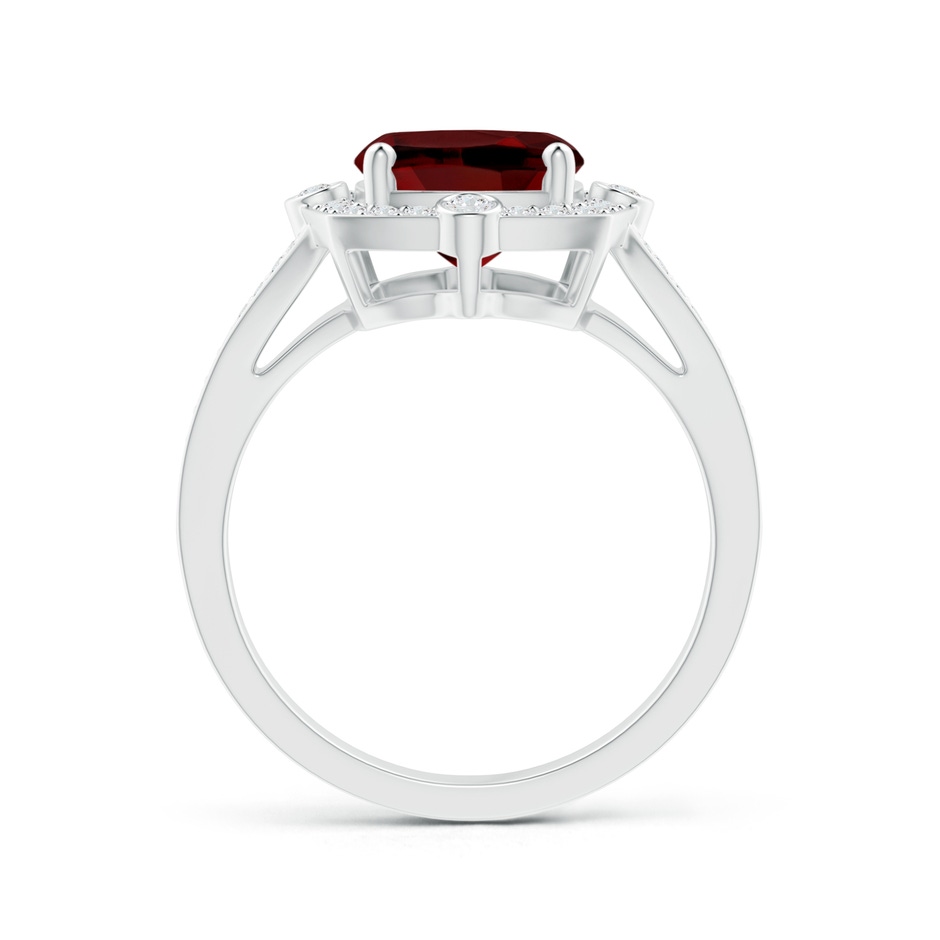 10x8mm AAAA Art Deco Inspired Cushion Garnet Ring with Diamond Halo in White Gold product image