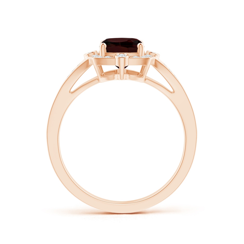 8x6mm A Art Deco Inspired Cushion Garnet Ring with Diamond Halo in Rose Gold side 199