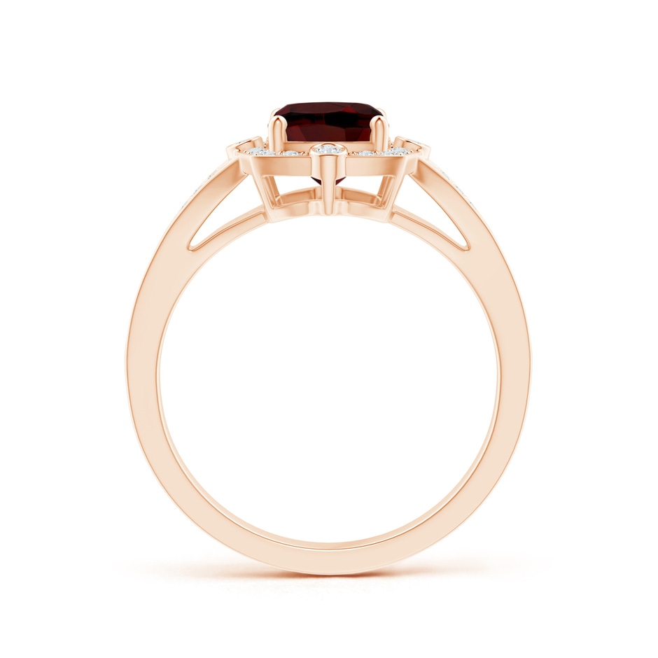 8x6mm AAA Art Deco Inspired Cushion Garnet Ring with Diamond Halo in 9K Rose Gold side 199
