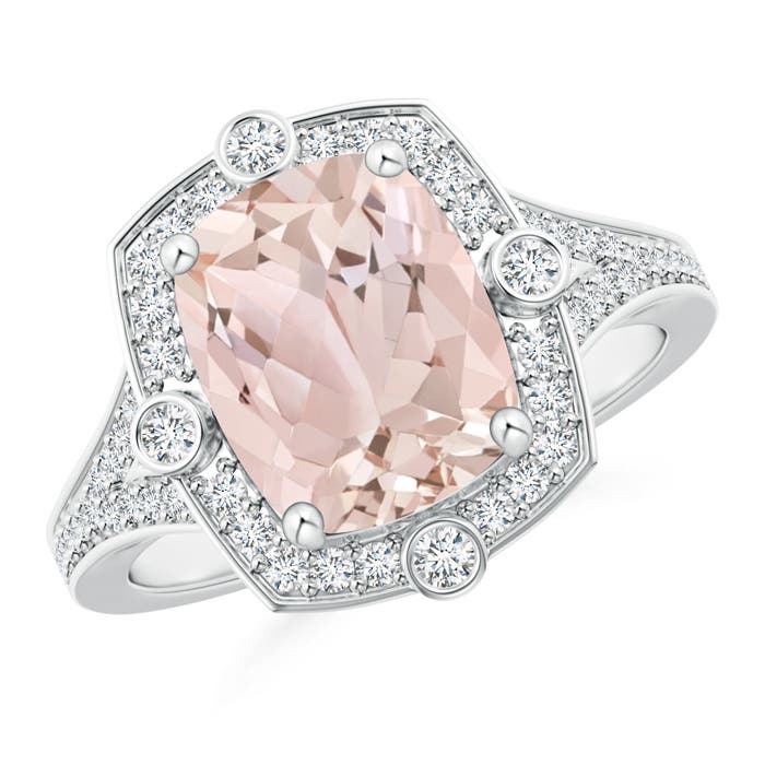 A - Morganite / 3 CT / 14 KT White Gold