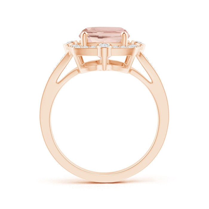 10x8mm AA Art Deco Inspired Cushion Morganite Ring with Diamond Halo in Rose Gold product image