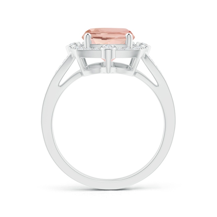 10x8mm AAA Art Deco Inspired Cushion Morganite Ring with Diamond Halo in P950 Platinum product image