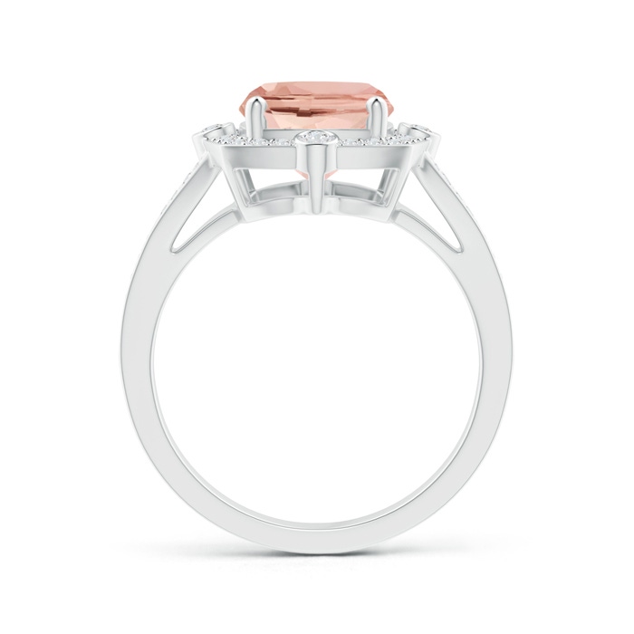 10x8mm AAAA Art Deco Inspired Cushion Morganite Ring with Diamond Halo in P950 Platinum product image