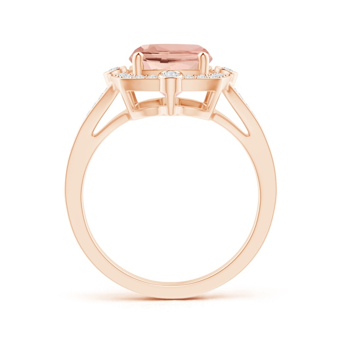 10x8mm AAAA Art Deco Inspired Cushion Morganite Ring with Diamond Halo in Rose Gold product image