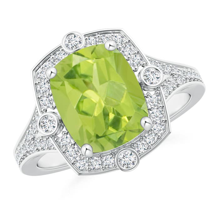 AA - Peridot / 3.2 CT / 14 KT White Gold