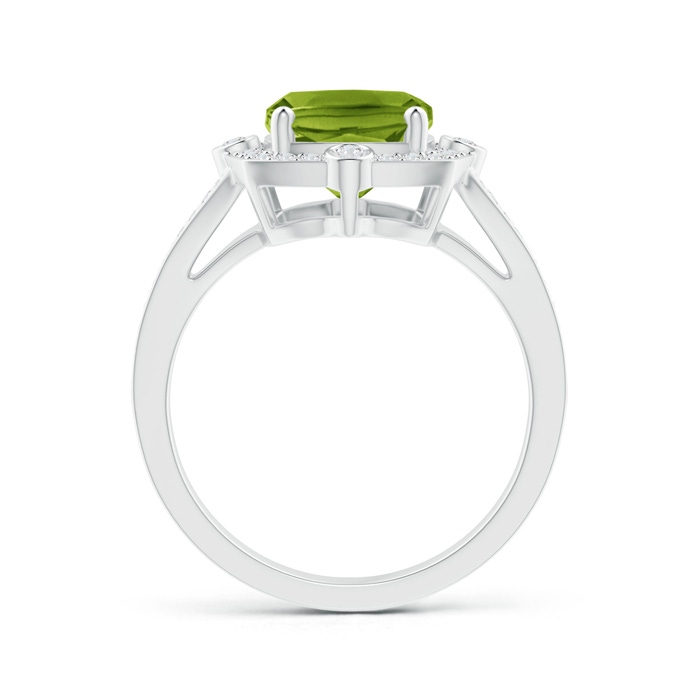 10x8mm AAAA Art Deco Inspired Cushion Peridot Ring with Diamond Halo in P950 Platinum Product Image