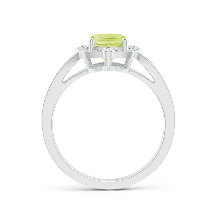8x6mm A Art Deco Inspired Cushion Peridot Ring with Diamond Halo in P950 Platinum product image