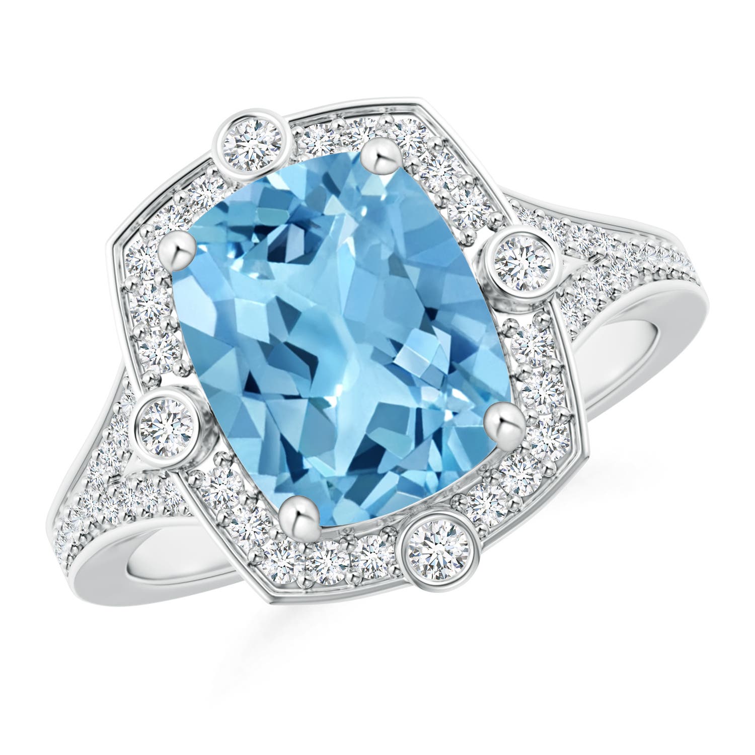 A - Swiss Blue Topaz / 3.5 CT / 14 KT White Gold