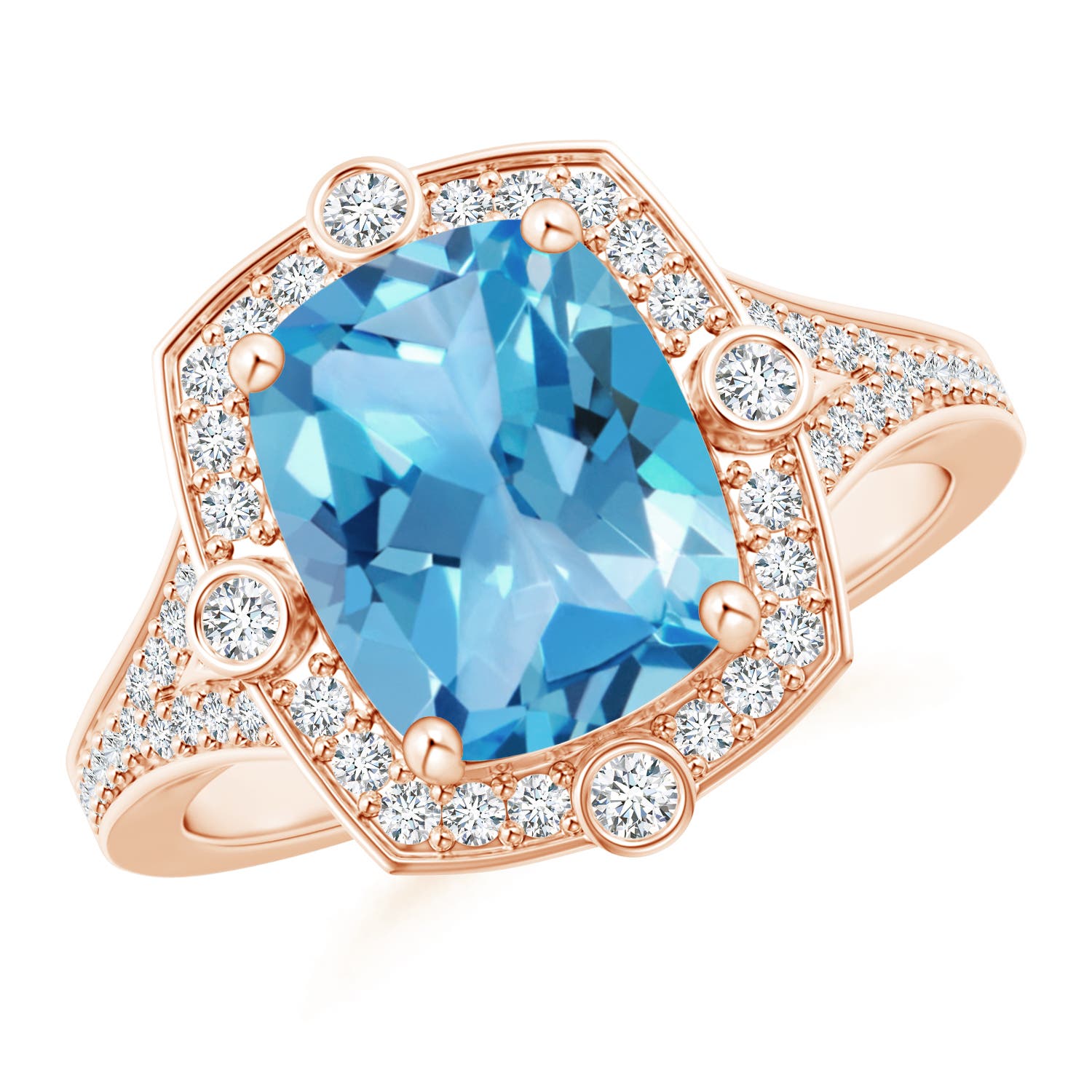 AA - Swiss Blue Topaz / 3.5 CT / 14 KT Rose Gold