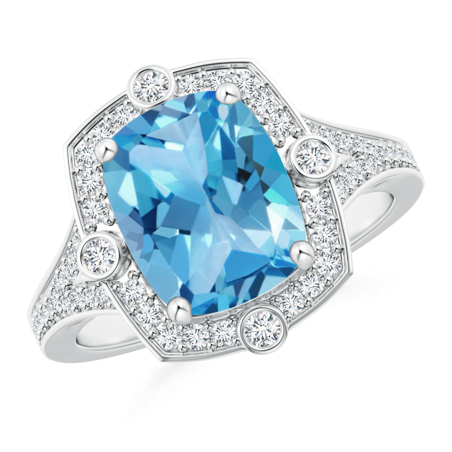 AA - Swiss Blue Topaz / 3.5 CT / 14 KT White Gold