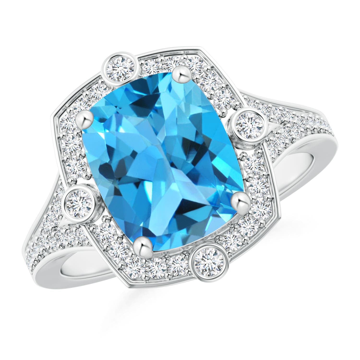 AAA - Swiss Blue Topaz / 3.5 CT / 14 KT White Gold