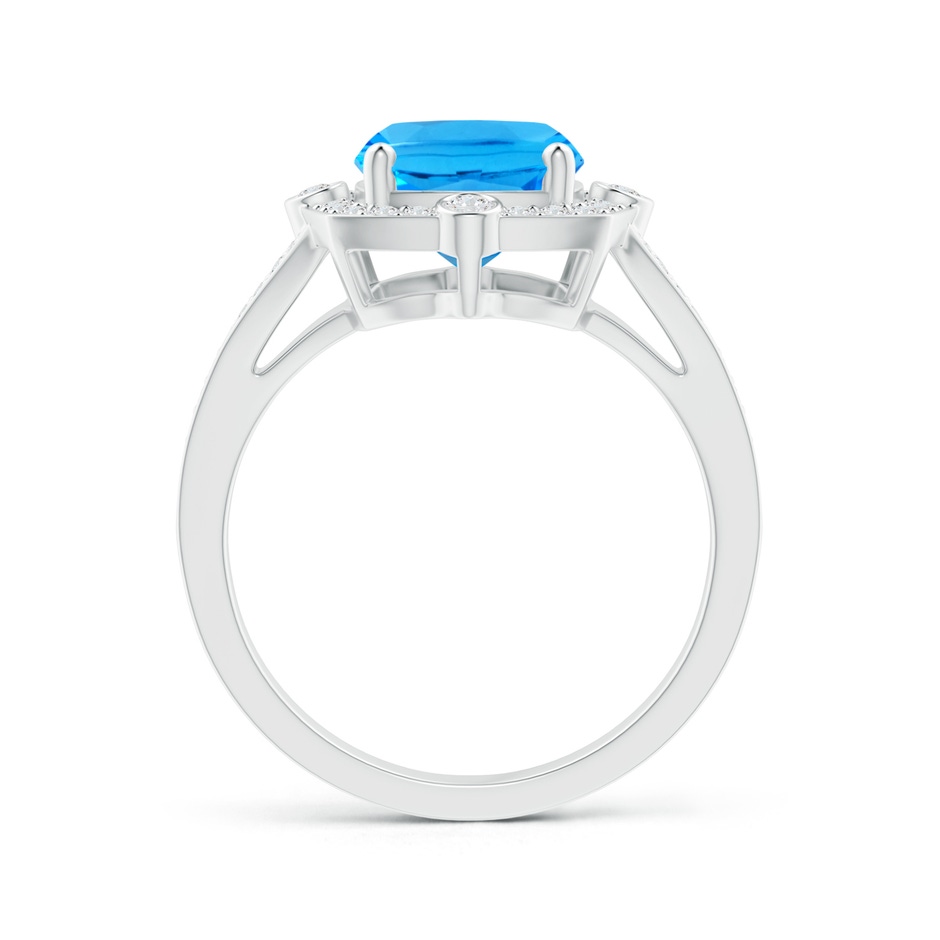 10x8mm AAAA Art Deco Inspired Cushion Swiss Blue Ring with Diamond Halo in P950 Platinum product image