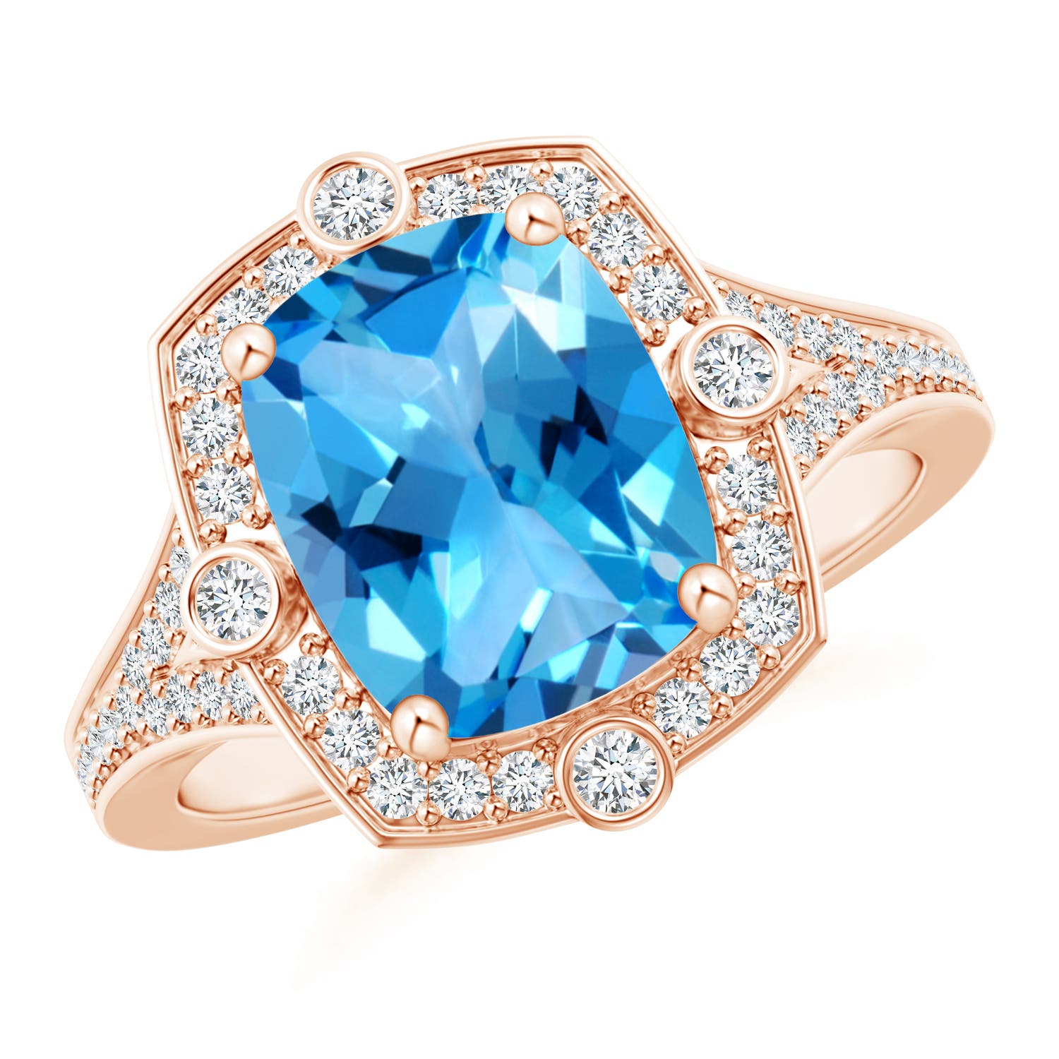 AAAA - Swiss Blue Topaz / 3.5 CT / 14 KT Rose Gold