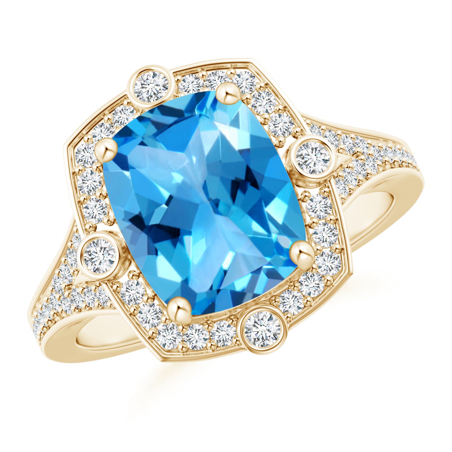 AAAA - Swiss Blue Topaz / 3.5 CT / 14 KT Yellow Gold