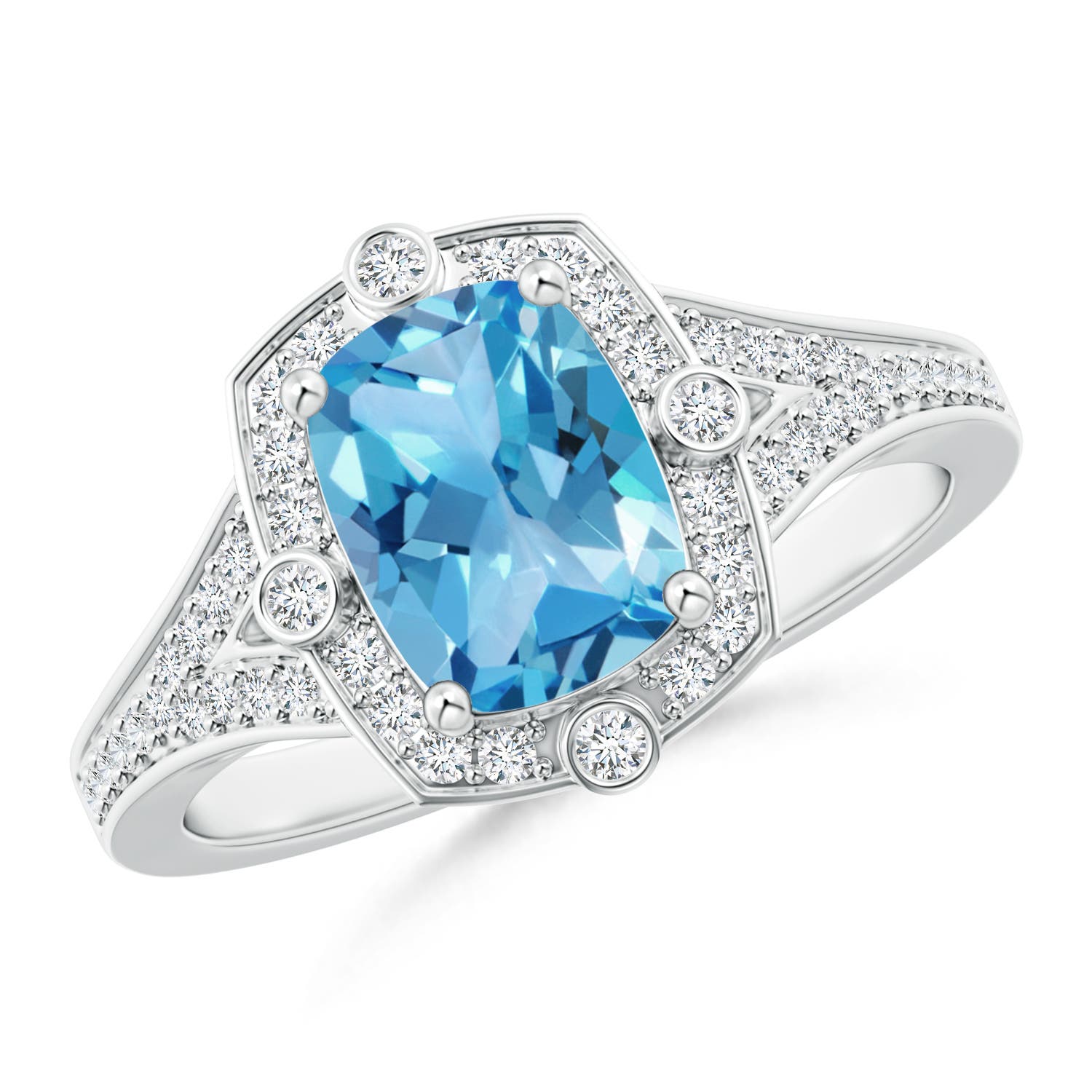 AA - Swiss Blue Topaz / 1.88 CT / 14 KT White Gold